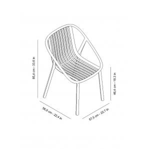 4 Silla interior, exterior gris verdoso BINI Resol - 4 unidades