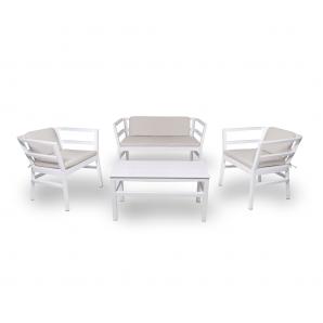 Set 2+1+1 sillones-sofá-mesa interior, exterior blanco CLICK-CLACK Resol