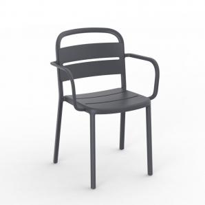 4 Silla con brazos interior, exterior gris oscuro COMO Resol - 4 unidades