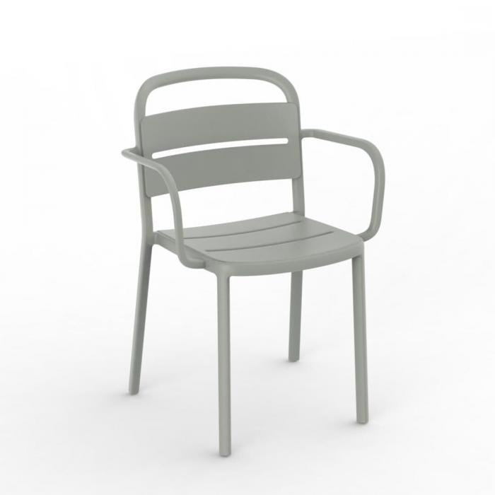 4 Silla con brazos interior, exterior gris verdoso COMO Resol - 4 unidades