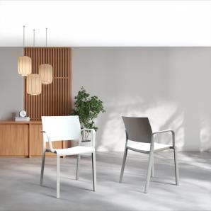 2 Silla con brazos interior, exterior gris oscuro FIONA Resol - 2 unidades
