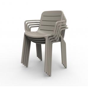 2 Silla con brazos interior, exterior blanco GINA Resol - 2 unidades