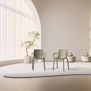 2 Silla con brazos interior, exterior blanco GINA Resol - 2 unidades
