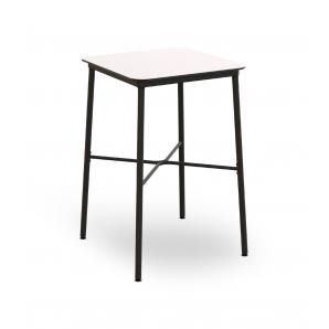 Mesa cuadrada alta interior, exterior 70x70 blanco HUB Resol
