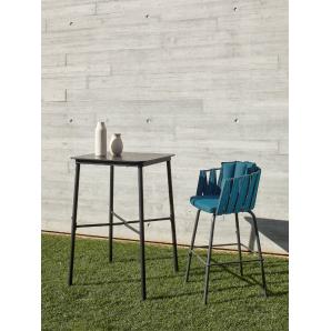 Mesa cuadrada alta interior, exterior 70x70 blanco HUB Resol