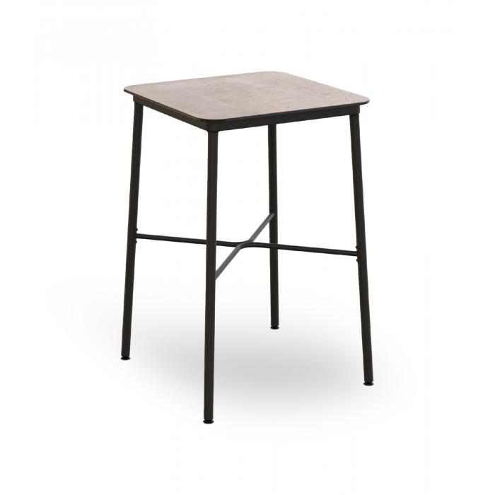 Mesa cuadrada alta interior, exterior 70x70 cemento HUB Resol