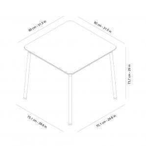 Mesa cuadrada interior, exterior 80x80 negro HUB Resol