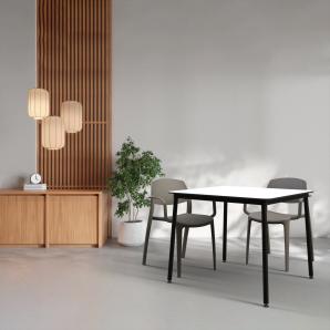 Mesa cuadrada interior, exterior 90x90 cemento HUB Resol