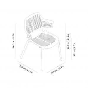 2 Silla con brazos interior, exterior gris oscuro IKONA Resol - 2 unidades