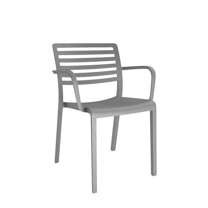 4 Silla con brazos interior, exterior gris plata LAMA Resol - 4 unidades