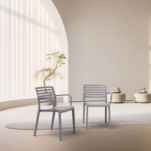 2 Silla con brazos interior, exterior negro LAMA Resol - 2 unidades
