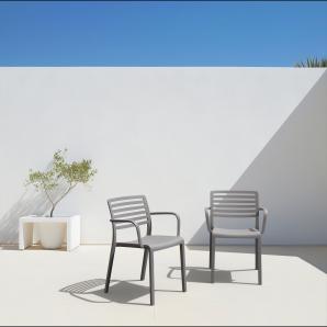 2 Silla con brazos interior, exterior negro LAMA Resol - 2 unidades