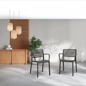 2 Silla con brazos interior, exterior negro LAMA Resol - 2 unidades