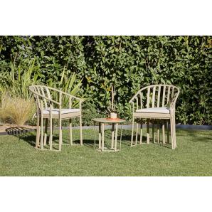 Set 2+1 sillas con brazos-cojín-mesa interior, exterior burdeos RAFF Resol
