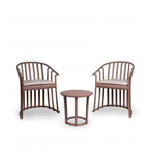 Set 2+1 sillas con brazos-cojín-mesa interior, exterior chocolate RAFF Resol