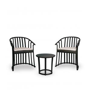 Set 2+1 sillas con brazos-cojín-mesa interior, exterior negro RAFF Resol