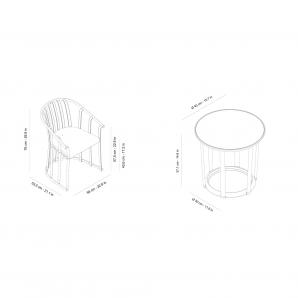 Set 2+1 sillas con brazos-mesa interior, exterior arena RAFF Resol