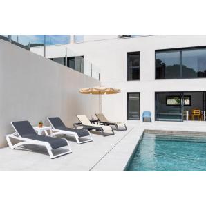 2 Tumbona exterior estructura wengue - textilene blanco SKY CLUB Resol - 2 unidades