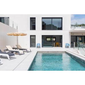 2 Tumbona exterior estructura wengue - textilene blanco SKY CLUB Resol - 2 unidades