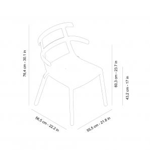 4 Silla reciclada interior, exterior azul aire TOKYO ECO Resol - 4 unidades