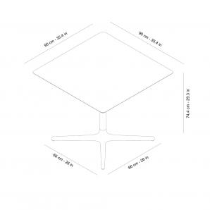 Mesa cuadrada interior, exterior 90x90 marfil TOLEDO Resol