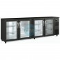 Expositor Refrigerado Horizontal, 2,5 Metros Largo, 4 Puertas, Exterior Acero Plastificado Negro Coreco SBE250