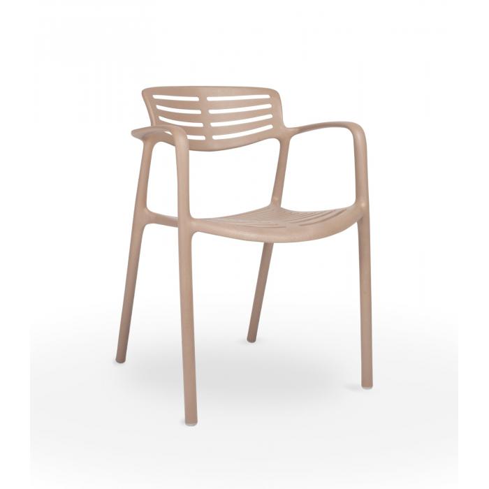 4 Silla con brazos reciclada interior, exterior marrón tierra TOLEDO AIRE ECO Resol - 4 unidades
