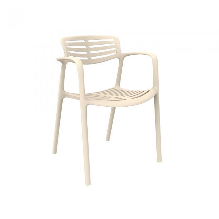 4 Silla con brazos reciclada interior, exterior nácar TOLEDO AIRE ECO Resol - 4 unidades
