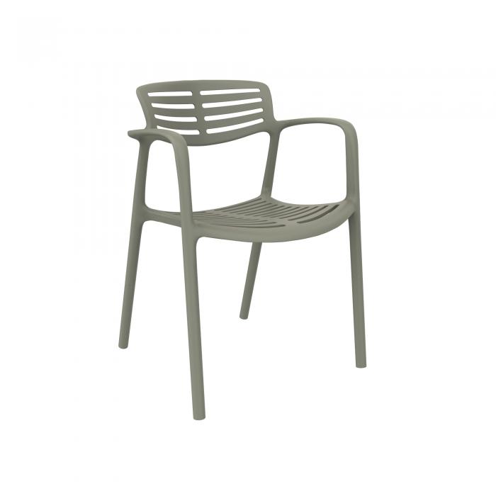 4 Silla con brazos reciclada interior, exterior salvia TOLEDO AIRE ECO Resol - 4 unidades