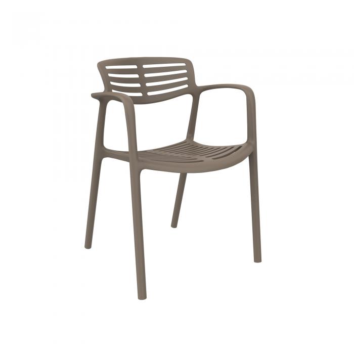 4 Silla con brazos reciclada interior, exterior trufa TOLEDO AIRE ECO Resol - 4 unidades