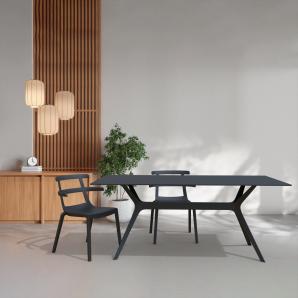 Mesa rectangular interior, exterior 180x90 pie negro - tablero negro VELA L Resol