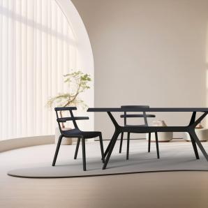Mesa rectangular interior, exterior 180x90 pie negro - tablero negro VELA L Resol