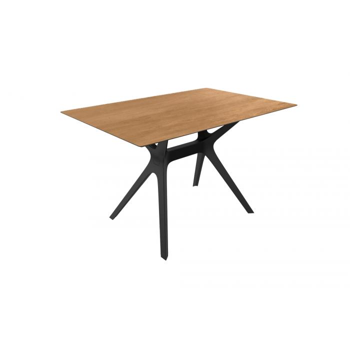 Mesa rectangular interior, exterior 120x80 pie negro - tablero roble natural VELA M Resol