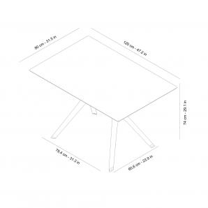 Mesa rectangular interior, exterior 120x80 pie negro - tablero roble natural VELA M Resol
