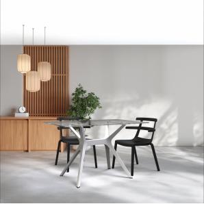 Mesa rectangular interior, exterior 120x80 pie negro - tablero roble natural VELA M Resol