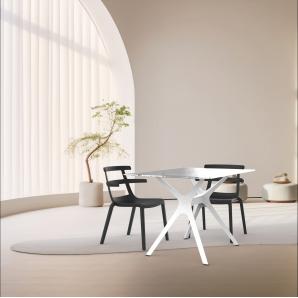 Mesa rectangular interior, exterior 120x80 pie negro - tablero roble natural VELA M Resol