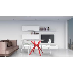 Mesa cuadrada interior, exterior 90x90 pie negro - tablero cristal VELA S Resol