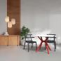 Mesa cuadrada interior, exterior 90x90 pie rojo - tablero cristal VELA S Resol