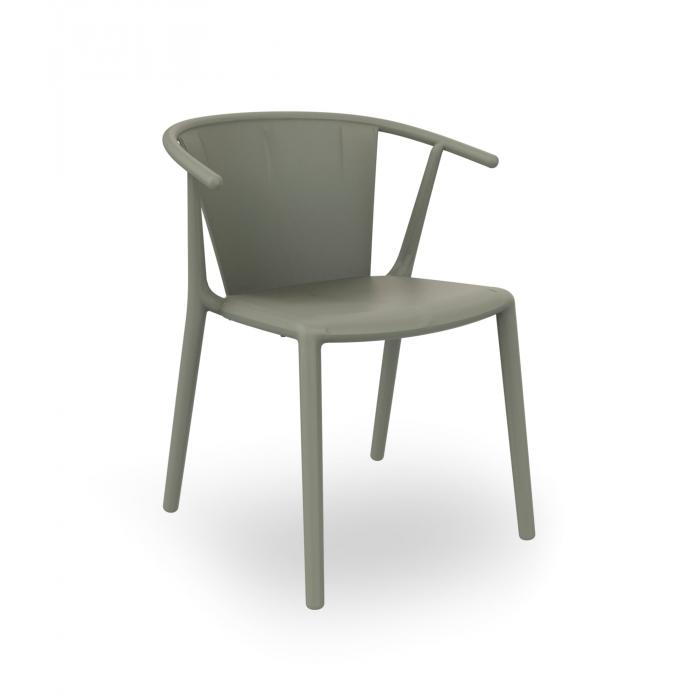 4 Silla con brazos interior, exterior gris verdoso WOODY FLAT Resol - 4 unidades