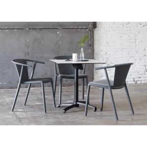 4 Silla con brazos interior, exterior gris verdoso WOODY FLAT Resol - 4 unidades