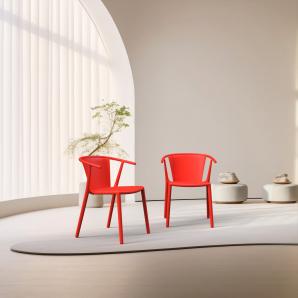 2 Silla con brazos interior, exterior rojo WOODY FLAT Resol - 2 unidades