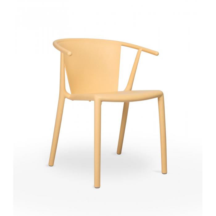 4 Silla con brazos reciclada interior, exterior amarillo fuego WOODY FLAT ECO Resol - 4 unidades