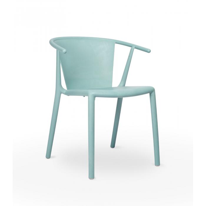 4 Silla con brazos reciclada interior, exterior azul aire WOODY FLAT ECO Resol - 4 unidades