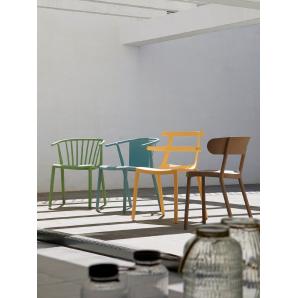 4 Silla con brazos reciclada interior, exterior azul aire WOODY FLAT ECO Resol - 4 unidades