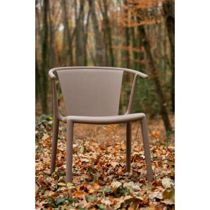 4 Silla con brazos reciclada interior, exterior marrón tierra WOODY FLAT ECO Resol - 4 unidades