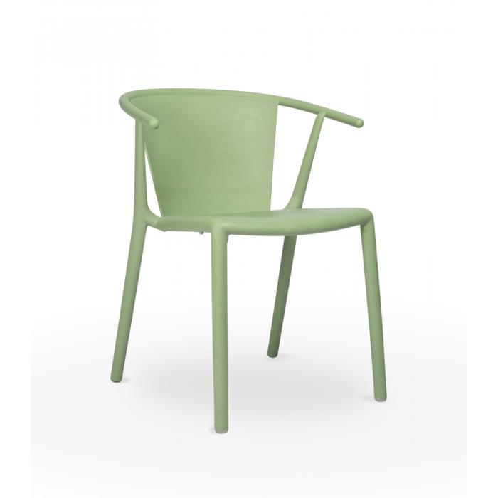 4 Silla con brazos reciclada interior, exterior verde agua WOODY FLAT ECO Resol - 4 unidades
