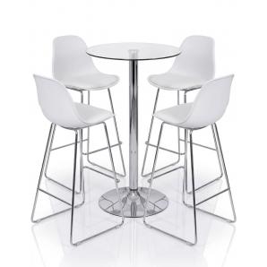 4 Taburetes tow fibb, cromado, carcasa y tapizado blanco - 4 unidades