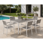 4 Sillones garibaldi, apilable, metal blanco, polywood gris - 4 unidades
