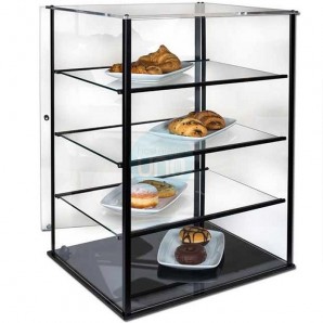 Vitrina Neutra Cerrada Vertical de Cristal Plano, 3 Estantes, Puerta Abatible, EXPO BLACK