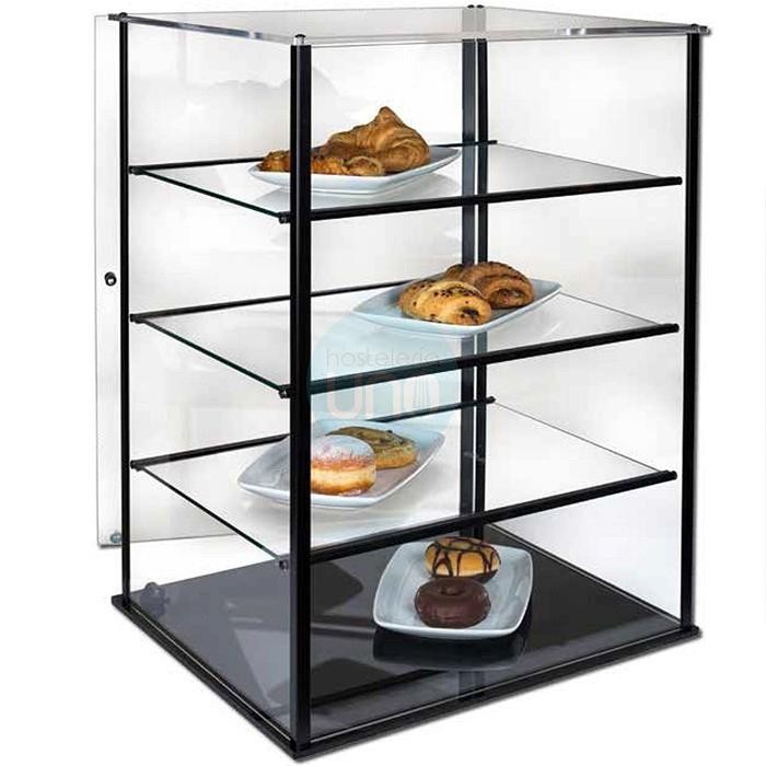 Vitrina Neutra Cerrada Vertical de Cristal Plano, 3 Estantes, Puerta Abatible, EXPO BLACK